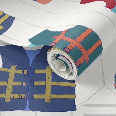 Spoonflower Peel And Stick Wallpaper Life Jackets Multi Colored Life Vests Lake Life Watersports Recreational 2'