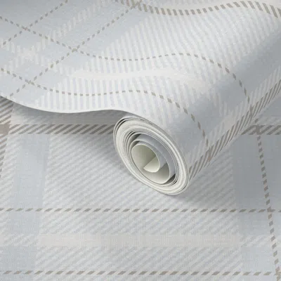 Spoonflower Peel And Stick Wallpaper Light Blue & Neutral Heritage Plaid With A Weave Texture-large Scale  Remov