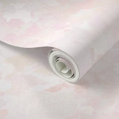 Spoonflower Peel And Stick Wallpaper Light Pastel Pink Watercolor Marble Abstract Paint For A Girls Nursery 2' X