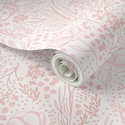 Spoonflower Peel And Stick Wallpaper Light Pink Floral - Small 2' X 12' Removable