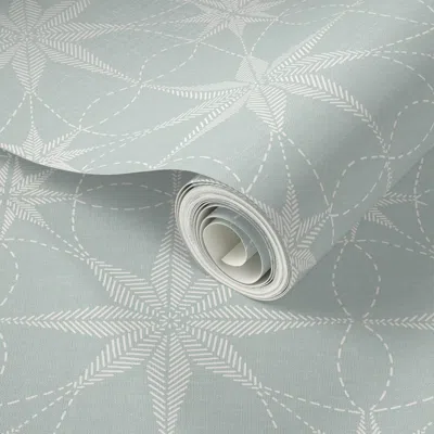 Spoonflower Peel And Stick Wallpaper Line Stars Spring Mint Iveta Abolina 2' X 12' Removable In Multi