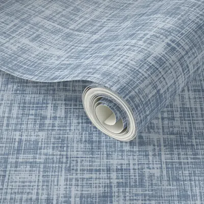 Spoonflower Peel And Stick Wallpaper Linen Look Texture - Faded Denim Blue - Boho Boys Nursery 2' X 12' Removabl