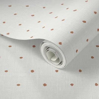 Spoonflower Peel And Stick Wallpaper Linen Pin Dots Sienna  Removable
