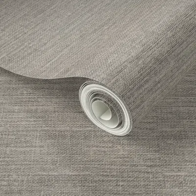 Spoonflower Peel And Stick Wallpaper Linen Tan And Charcoal Linen 2' X 12' Removable