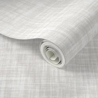 Spoonflower Peel And Stick Wallpaper Linen Textured Creams - Elder White  Removable