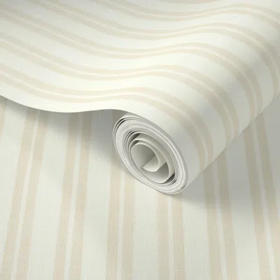 Spoonflower Peel And Stick Wallpaper Linen-style Butter Stripe - Organic Thin Vertical Lines On Cream Background
