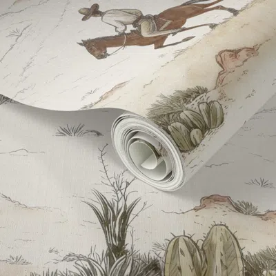 Spoonflower Peel And Stick Wallpaper Long Ride Home - Warm Vintage Watercolors - Large Scale  Removable