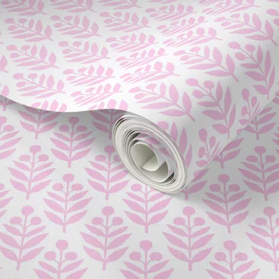 Spoonflower Peel And Stick Wallpaper Lotti Happy Pink On White 2' X 12' Removable