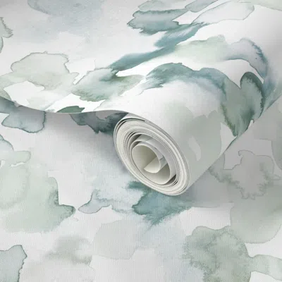 Spoonflower Peel And Stick Wallpaper Lucid Dream Gray Blue Green Medium Scale 2' X 12' Removable