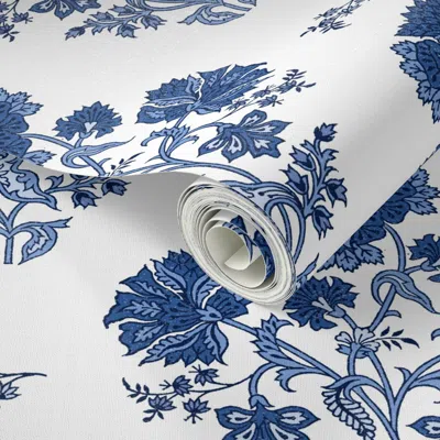 Spoonflower Peel And Stick Wallpaper Lucinda In Blues 2' X 12' Removable