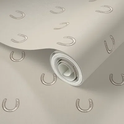 Spoonflower Peel And Stick Wallpaper Lucky Horseshoe Western Ranch Or Equestrian Style - Desert Tan  Removable