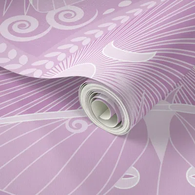 Spoonflower Peel And Stick Wallpaper Luna Moth Ascent-art Deco-mystical Magical-enchanting-icy Orchid-large 2' X