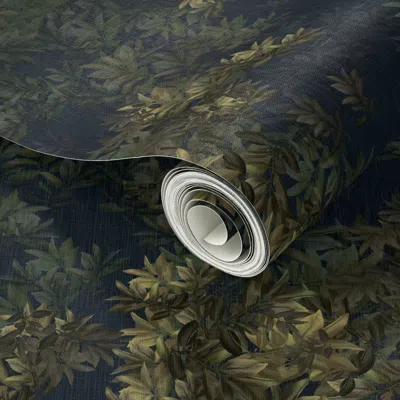 Spoonflower Peel And Stick Wallpaper Lush Evergreen Dark Moody English Estate House Interior In The Woods Dark 2