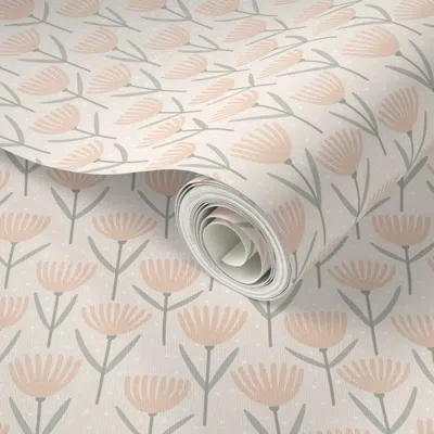Spoonflower Peel And Stick Wallpaper M Peach Coral Ditsy Blossom Polka Dot Nursery Decor 0044 A 2' X 12' Removab