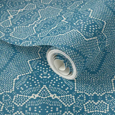 Spoonflower Peel And Stick Wallpaper Madamoiselle Chateau Lace  Removable In Blue