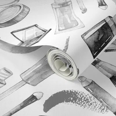 Spoonflower Peel And Stick Wallpaper Makeup 3 Grayscale 6" 2' X 12' Removable