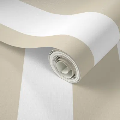 Spoonflower Peel And Stick Wallpaper Manchester Tan And White Cabana Stripe  Removable