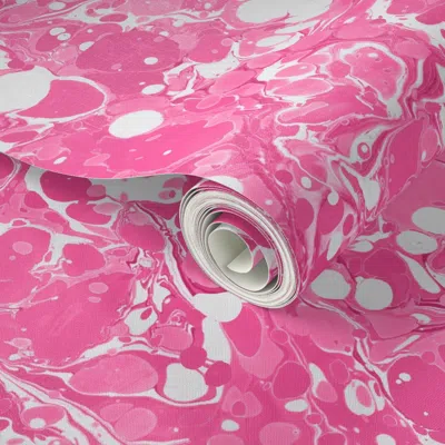 Spoonflower Peel And Stick Wallpaper Marbled Hot Pink 2' X 12' Removable