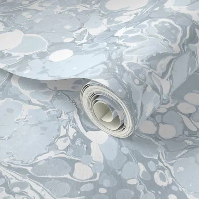 Spoonflower Peel And Stick Wallpaper Marbled Indian Soft And Quiet Blues 2' X 12' Removable