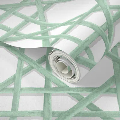 Spoonflower Peel And Stick Wallpaper Marge In Southfield Green On White Copy 2' X 12' Removable