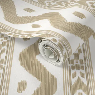 Spoonflower Peel And Stick Wallpaper Mariah Ikat Andrea 1 On Almost White  Removable