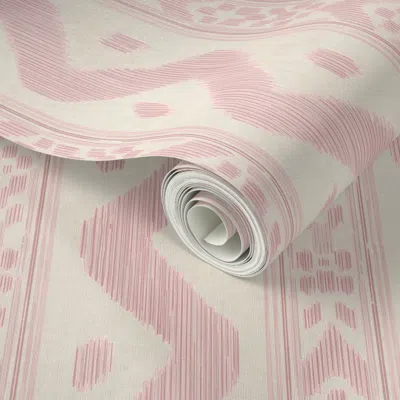 Spoonflower Peel And Stick Wallpaper Mariah Ikat Bashful 2' X 12' Removable