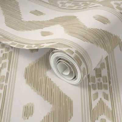 Spoonflower Peel And Stick Wallpaper Mariah Ikat Ennis Tan 2' X 12' Removable