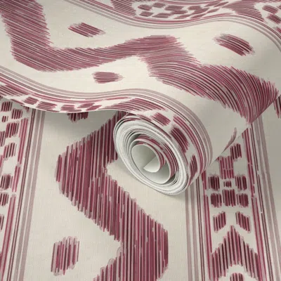 Spoonflower Peel And Stick Wallpaper Mariah Ikat Rose 2' X 12' Removable