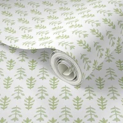 Spoonflower Peel And Stick Wallpaper Marianna's Tulips In Greens 2' X 12' Removable
