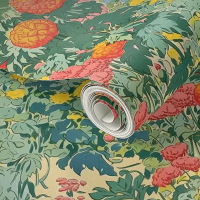 Spoonflower Peel And Stick Wallpaper Marigold Garden 2' X 12' Removable
