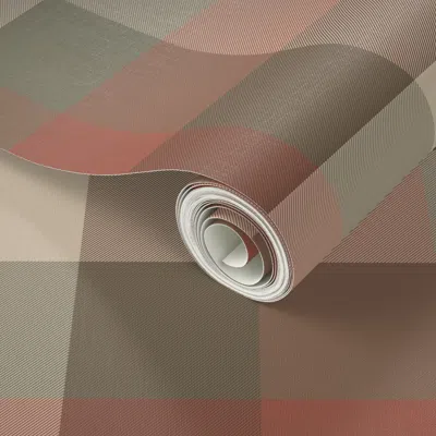 Spoonflower Peel And Stick Wallpaper Masculine Dark Moody Brown & Red Plaid Home Office Or Baby Boy Nursery Room