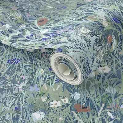 Spoonflower Peel And Stick Wallpaper Meadow Lark-duck Egg 2' X 12' Removable