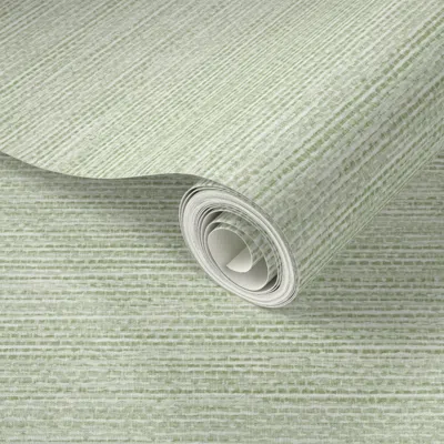 Spoonflower Peel And Stick Wallpaper (med) Grasscloth Print - Apple Green - Solid Color With Faux Texture  Remov