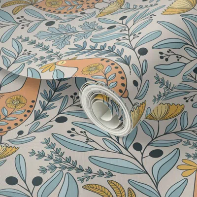 Spoonflower Peel And Stick Wallpaper Mediterranean Chicken Large Scale Boho Folk Leaves Herbs And Spices Birds 2