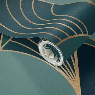 Spoonflower Peel And Stick Wallpaper Medium Emerald 1920s Art Deco 2' X 12' Removable