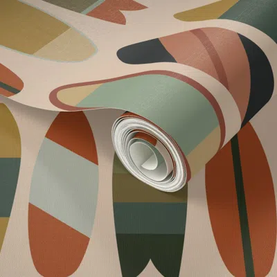 Spoonflower Peel And Stick Wallpaper Medium Scale - Surfboards - Sunset Pink 2' X 12' Removable