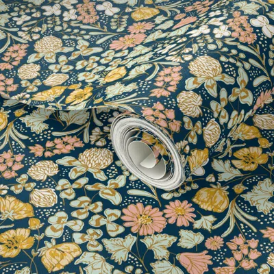 Spoonflower Peel And Stick Wallpaper Medium Wildflower Meadow Blossoms Of Bluebells Buttercups And Clovers 2' X 