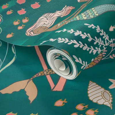 Spoonflower Peel And Stick Wallpaper Mermaid Music Ocean 2' X 12' Removable