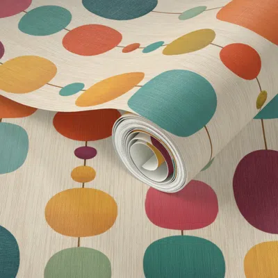 Spoonflower Peel And Stick Wallpaper Mid Century Abacus Beads Retro Geometric 2' X 12' Removable