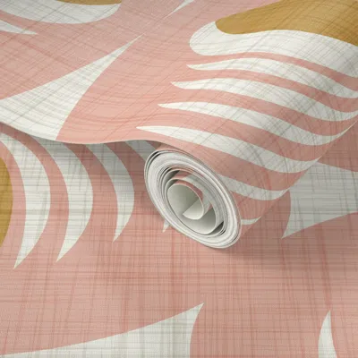 Spoonflower Peel And Stick Wallpaper Mid Century Atomic Oval Geometric - Retro Mod Abstract Blush Pink (l) 2' X 