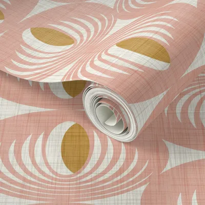 Spoonflower Peel And Stick Wallpaper Mid Century Atomic Oval Geometric - Retro Mod Abstract Blush Pink (r) 2' X 