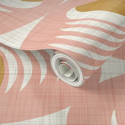 Spoonflower Peel And Stick Wallpaper Mid Century Atomic Oval Geometric - Retro Mod Abstract Pink E9b8a7 (l) 2' X