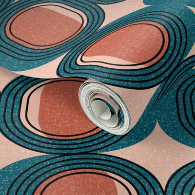 Spoonflower Peel And Stick Wallpaper Mid Century Elliptic-custom Recolor 2' X 12' Removable