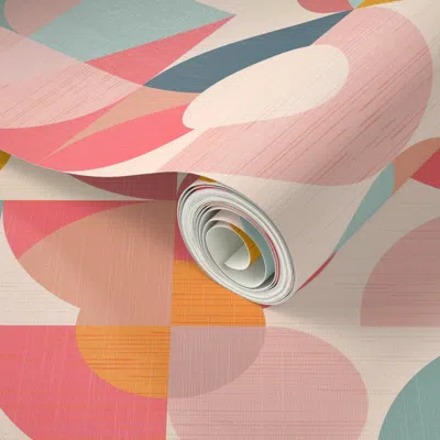 Spoonflower Peel And Stick Wallpaper Mid Century Geometry / Big Scale 2' X 12' Removable