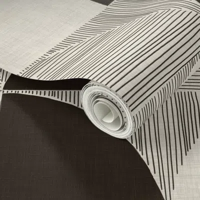 Spoonflower Peel And Stick Wallpaper Mid Century Geometry (black And White) 2' X 12' Removable