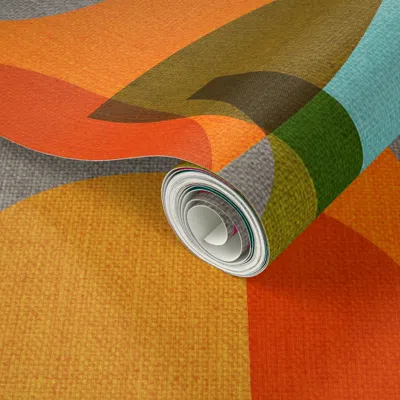 Spoonflower Peel And Stick Wallpaper Mid Century Kaleidoscope 2' X 12' Removable In Multi