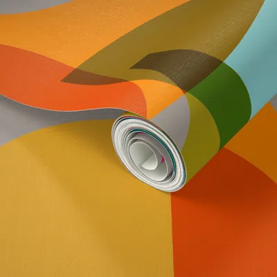 Spoonflower Peel And Stick Wallpaper Mid Century Kaleidoscope Flat 2' X 12' Removable In Multi