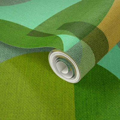 Spoonflower Peel And Stick Wallpaper Mid Century Kaleidoscope Refresh 2' X 12' Removable In Green