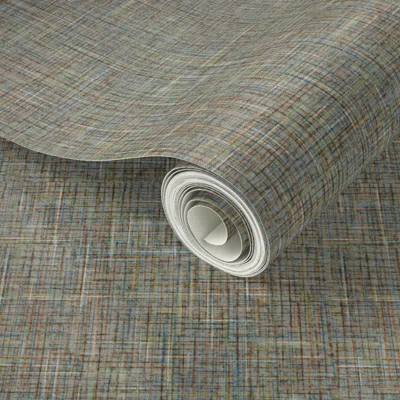Spoonflower Peel And Stick Wallpaper Mid Century Modern Barkcloth Gray 2' X 12' Removable In Multi