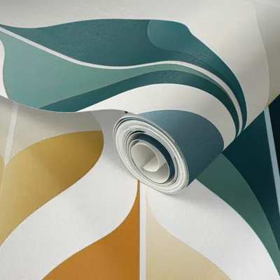 Spoonflower Peel And Stick Wallpaper Mid Century Modern Droplets 2' X 12' Removable